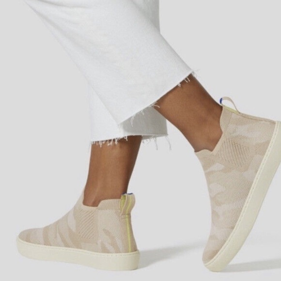 Rothy's Chelsea Boots High Top Sneakers in Sand Camo - Picture 2 of 5